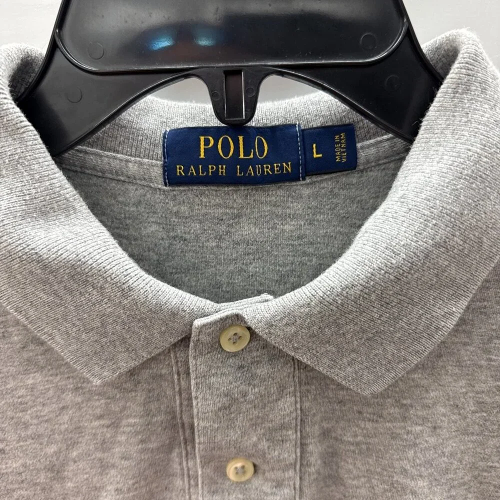 Ralph Lauren Shirt Large Mens Short Sleeve Casual Golf Polo Classic Fit Gray
